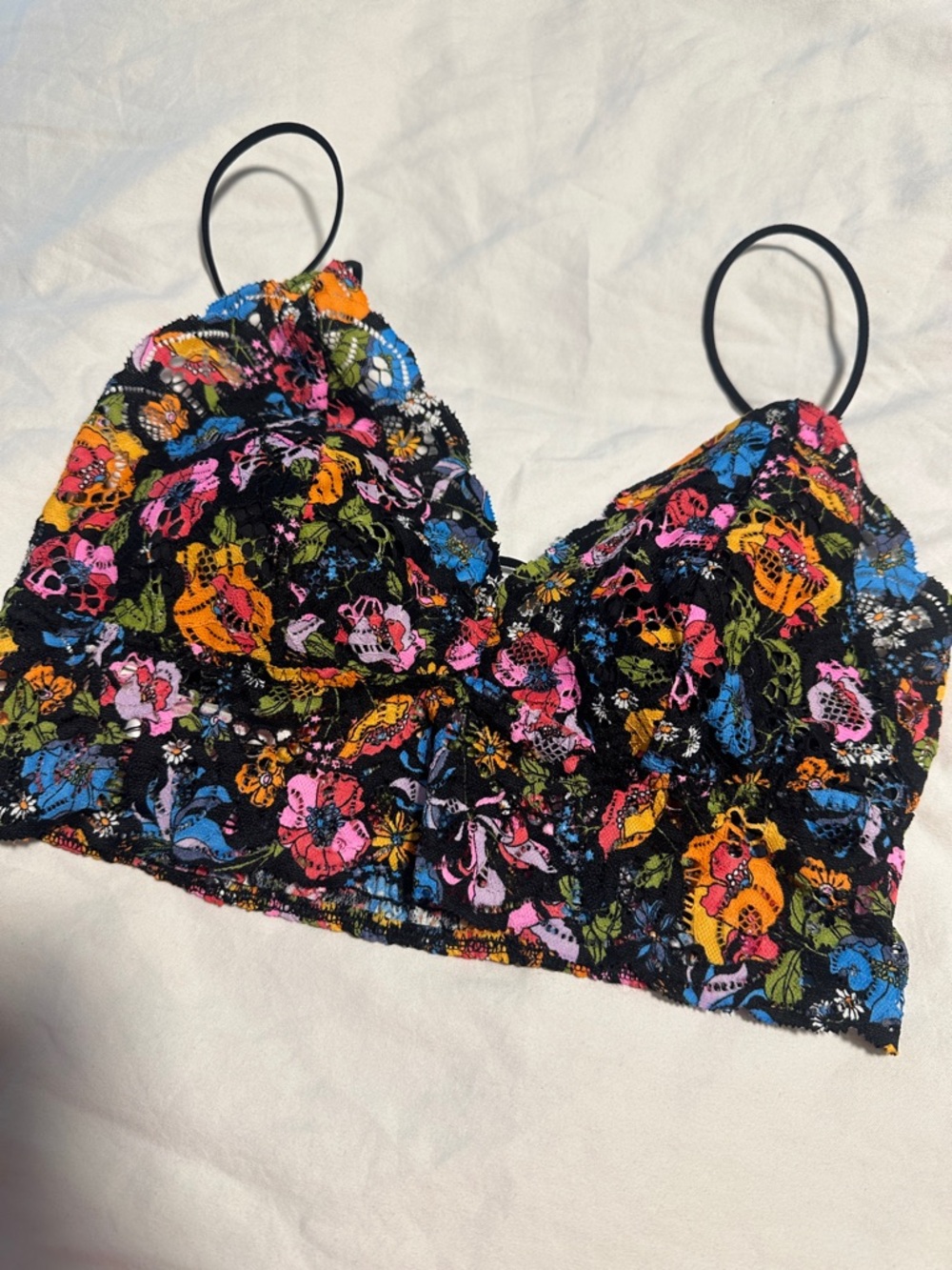 Victoria's Secret PINK Black Floral Lace Bralette